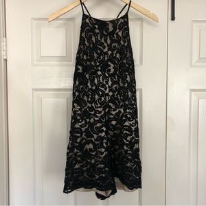 Lush High Neck Black Lace Romper
